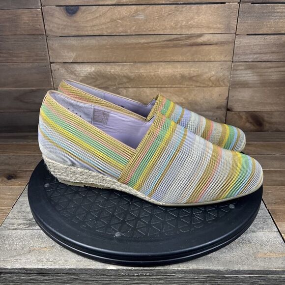 SAS Womens Size 8.5 Wide Becky Jute-Wrapped Wedge Multi Color Slip On Shoes - Picture 1 of 10